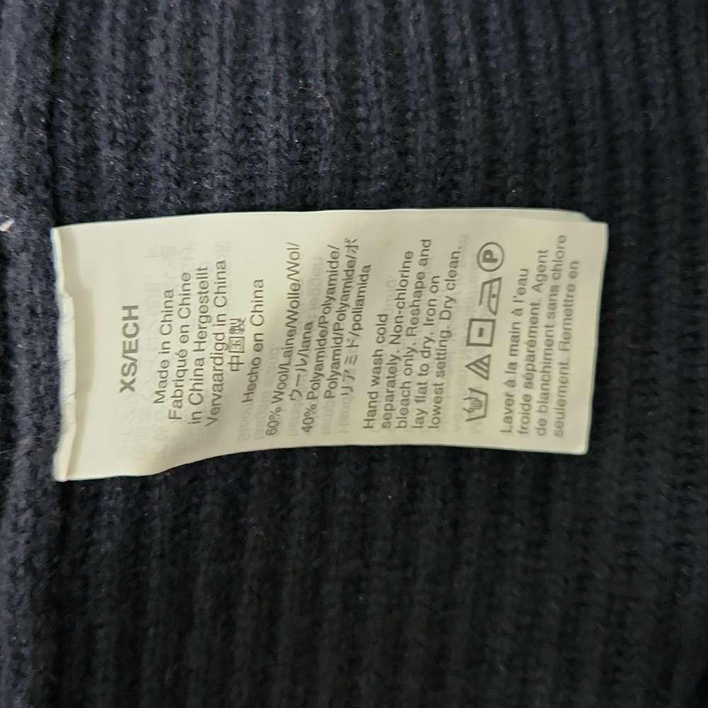 Madewell Relaxed V-Neck Ribbed Sweater Navy Blue Long Sleeve Wool Blend Size XS - Picture 8 of 8